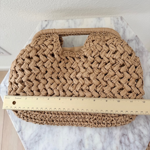 🌴 Beige Natural Raffia Straw Clutch Bag w/ Removable Shoulder Chain Strap - Picture 5 of 6